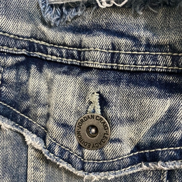 Jordan Craig Legacy Edition Men Large Distressed Jean Jacket Neon Sleeves - Picture 8 of 9